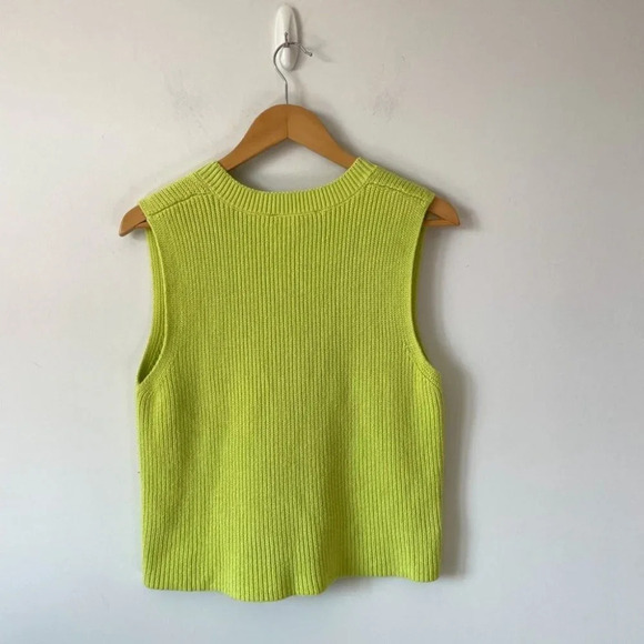 Zara Ribbed Knit Sleeveless Sweater  Vest Lime Green Blogger Size Small - Picture 6 of 8